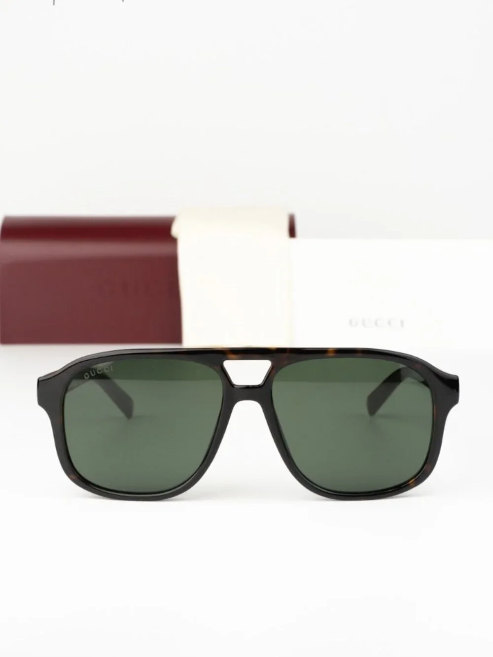 Gucci Men Sunglasses Havana Green Pilot GG1856S 002 NEW AUTHENTIC